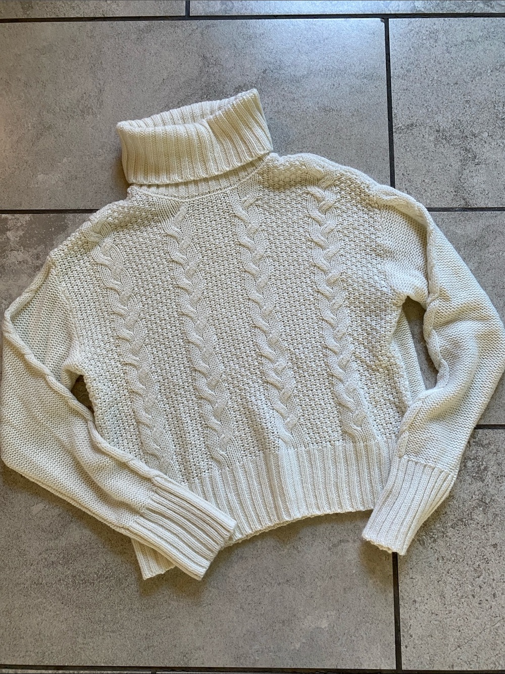 Copper Key Cream Cable Turtleneck Sweater